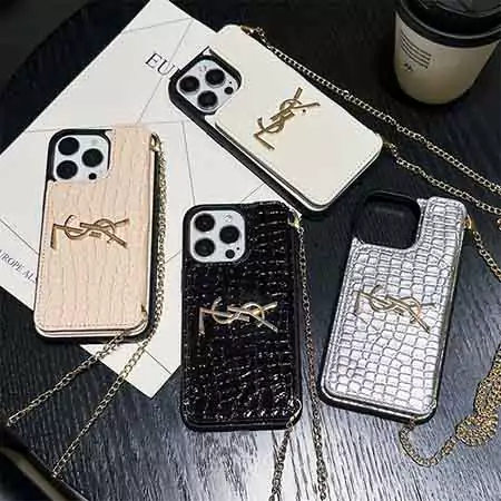 YSL チェーンカードクリップ付きiPhone 16 Pro Maxケース